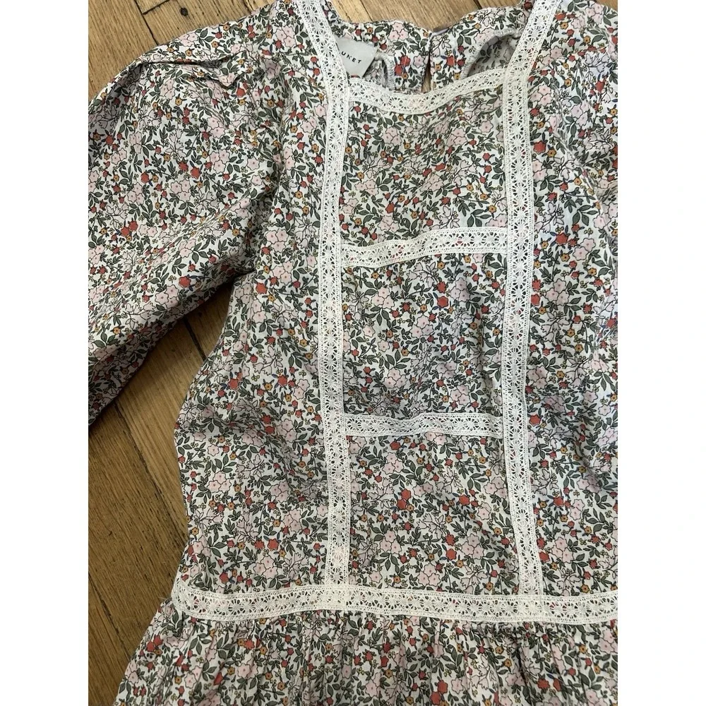 Mipounet Girls Organic Cotton Lace Detail Dress Floral Size 8 Youth Kids